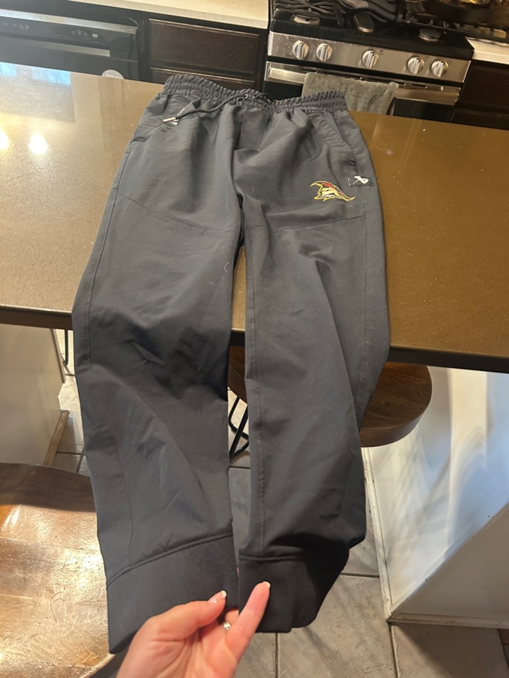 Tri-state Spartans Men's Black Athletic Track Pants with Elastic Waist